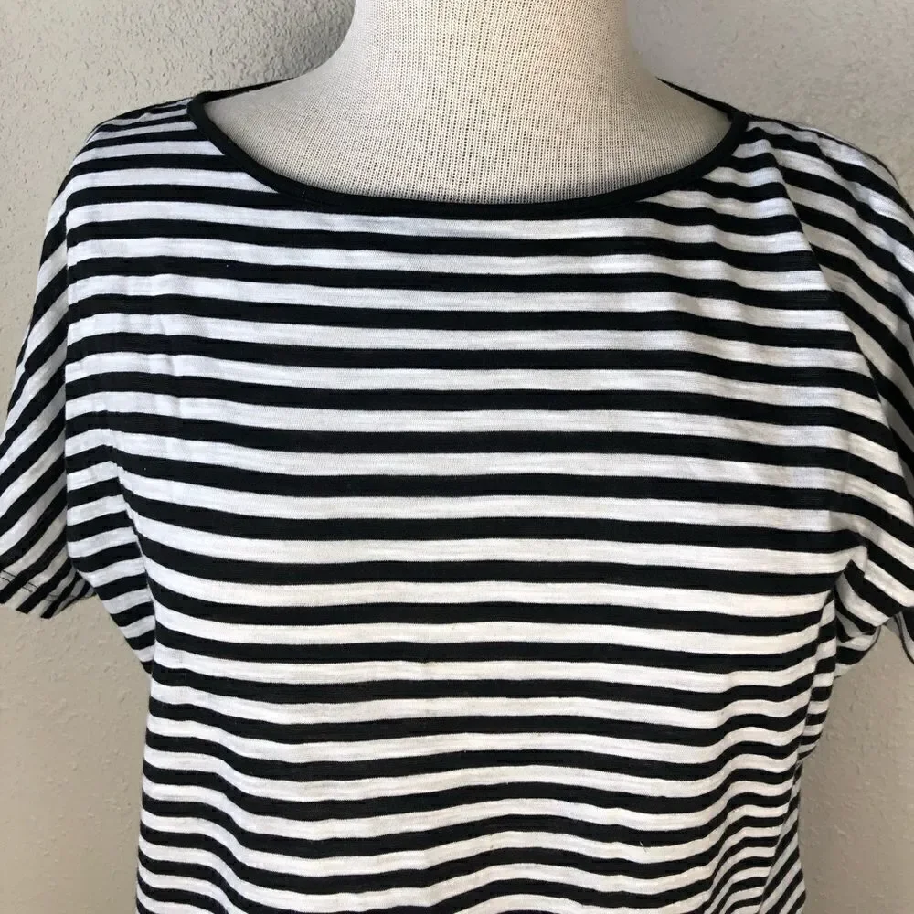 Michael Kors Black and White Striped Top Size S